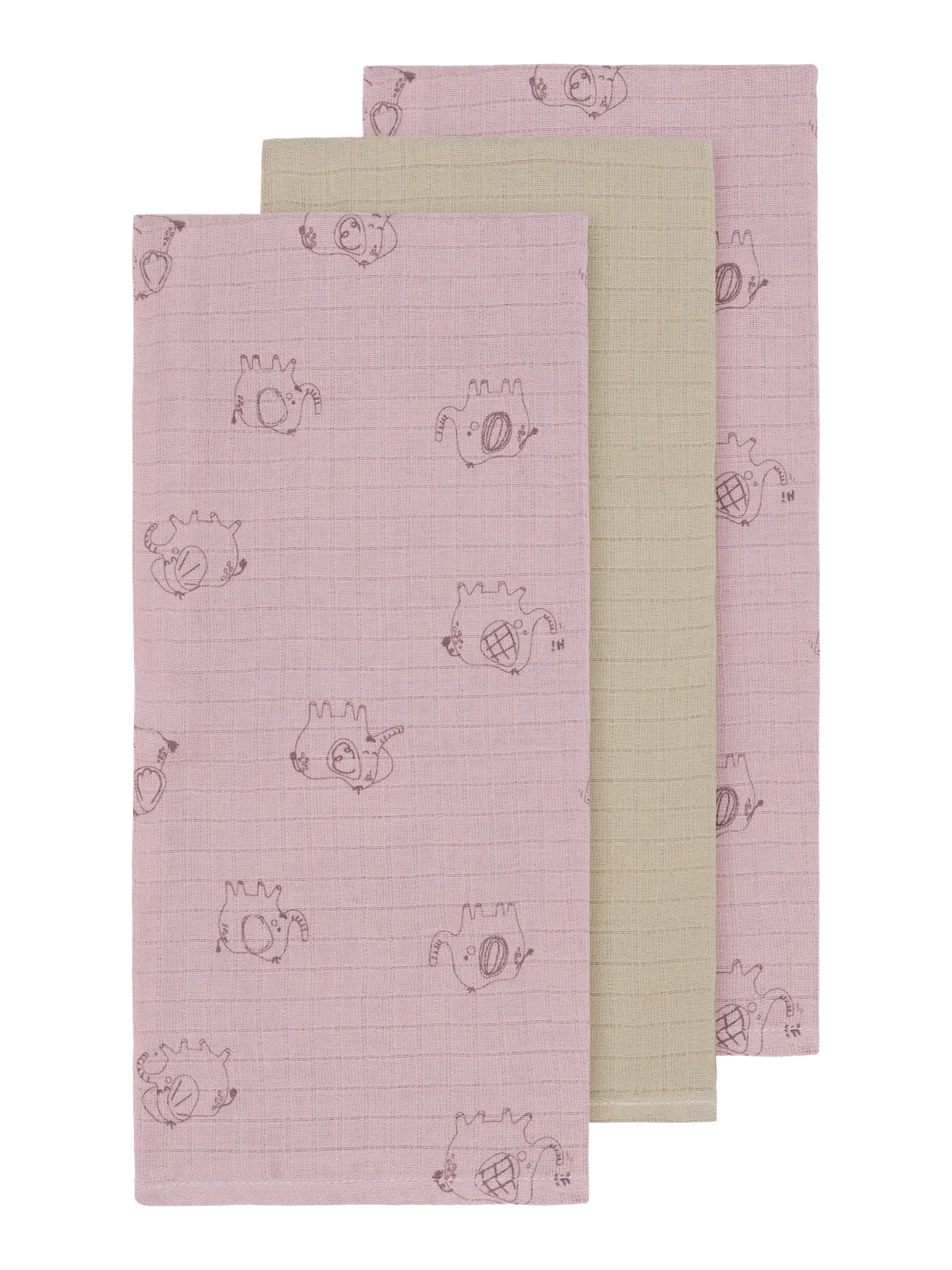 Muslinfiltar / Nappies 3-pack Rosa/Beige