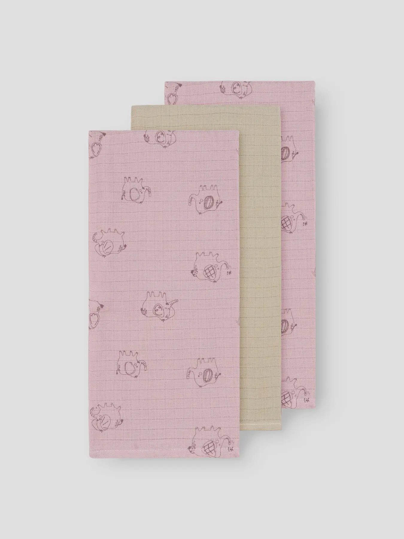Muslinfiltar / Nappies 3-pack Rosa/Beige