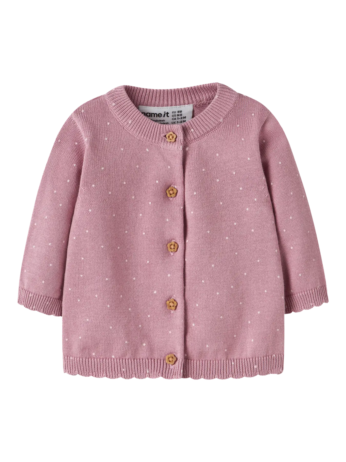 Stickad Kofta Prickar Ladot Rosa