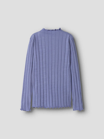 Långärmad Topp Ribbad Enfärgad Noline Blå