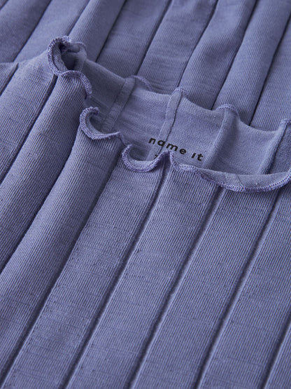 Långärmad Topp Ribbad Enfärgad Noline Blå