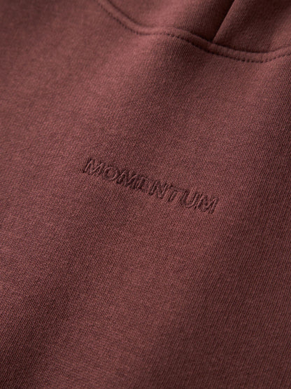 Hoodie Roen Enfärgad Vinröd