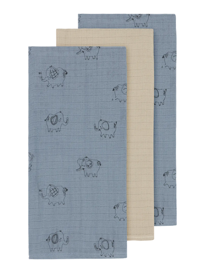 Muslinfiltar / Nappies 3-pack Blå/Beige