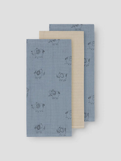 Muslinfiltar / Nappies 3-pack Blå/Beige