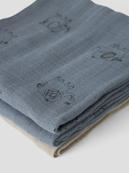 Muslinfiltar / Nappies 3-pack Blå/Beige