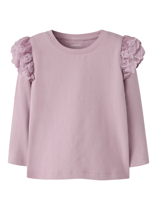 Långärmad Topp Enfärgad Tinsley Volang Rosa