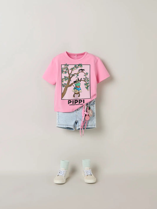 T-shirt Kortärmad Pippi Långstrump Muri Rosa