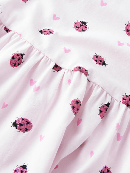 Klänning Kortärmad Filla Nyckelpigor Rosa