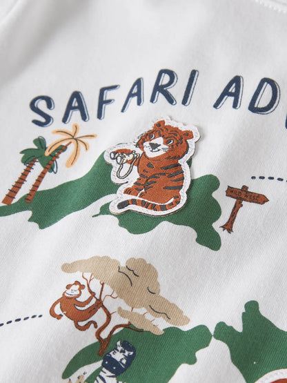 Kortärmad T-shirt Djur Huber Vit