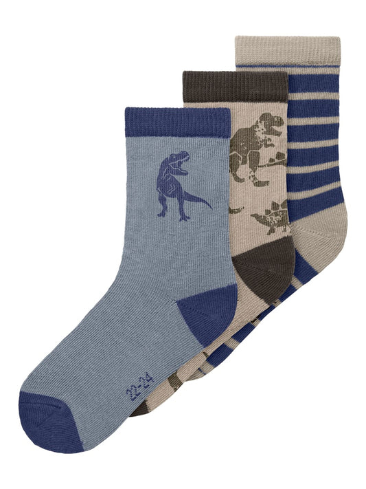 3-pack Strumpor Dinosaurier Niel Flerfärgad Blå/Beige/Brun