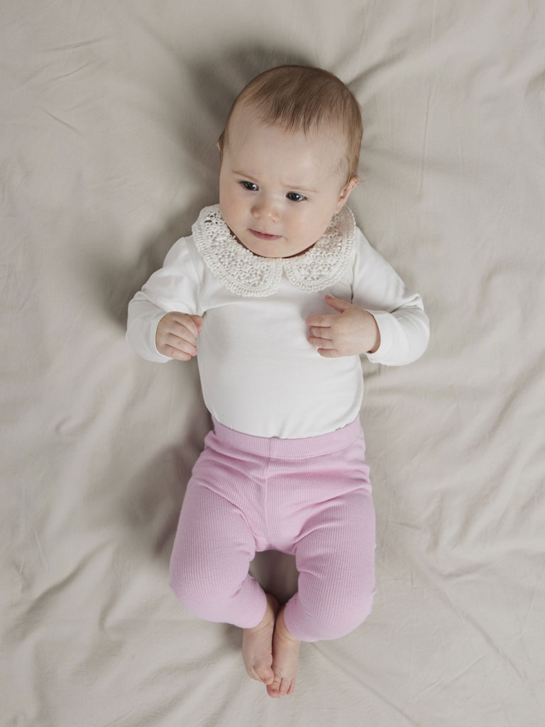 Body Tylla Långärmad Spetskrage Naturvit