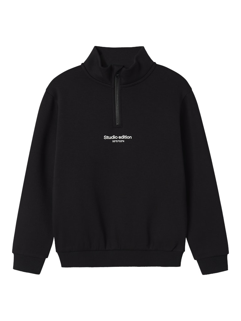 Sweatshirt Halfzip Brody Enfärgad Svart