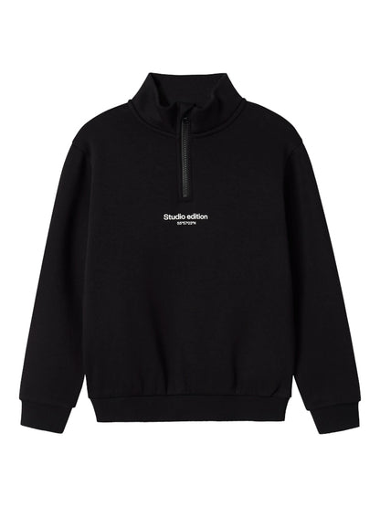 Sweatshirt Halfzip Brody Enfärgad Svart