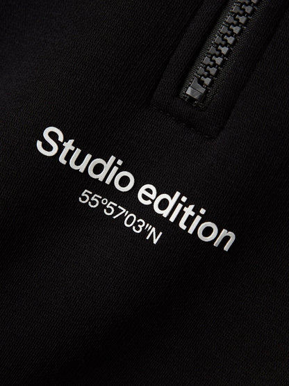 Sweatshirt Halfzip Brody Enfärgad Svart