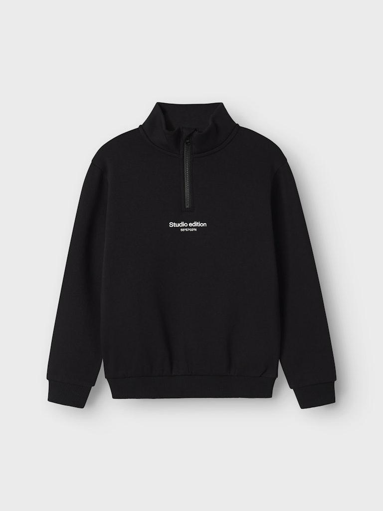 Sweatshirt Halfzip Brody Enfärgad Svart