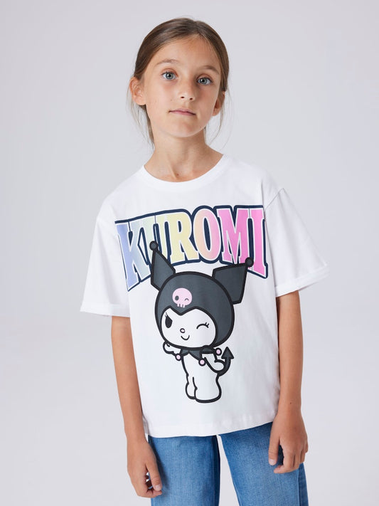 Topp Kuromi Hello Kitty Kortärmad Forma Vit
