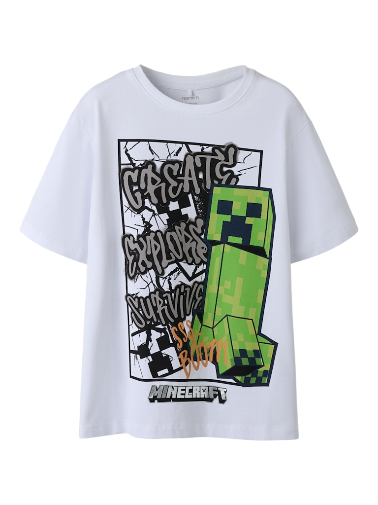 T-shirt Minecraft  Kortärmad Mase Vit