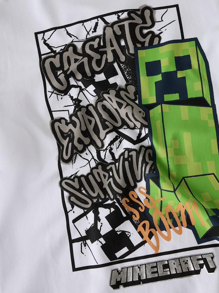 T-shirt Minecraft  Kortärmad Mase Vit