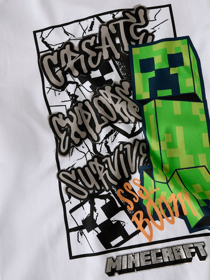 T-shirt Minecraft  Kortärmad Mase Vit