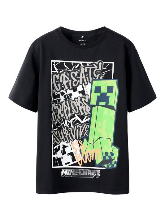 T-shirt Minecraft  Kortärmad Mase Svart