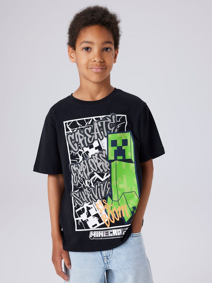 T-shirt Minecraft  Kortärmad Mase Svart