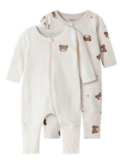 2-pack Pyjamas Nallar Dragkedja Beige