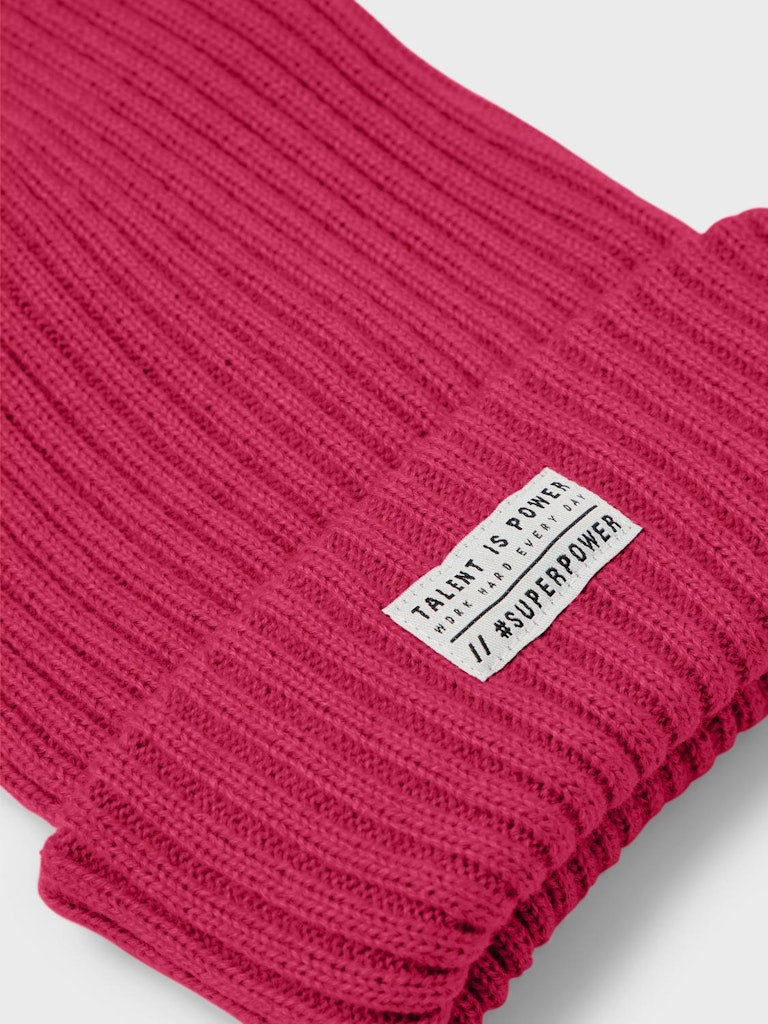 Mössa Milan Ribbstickad Röd