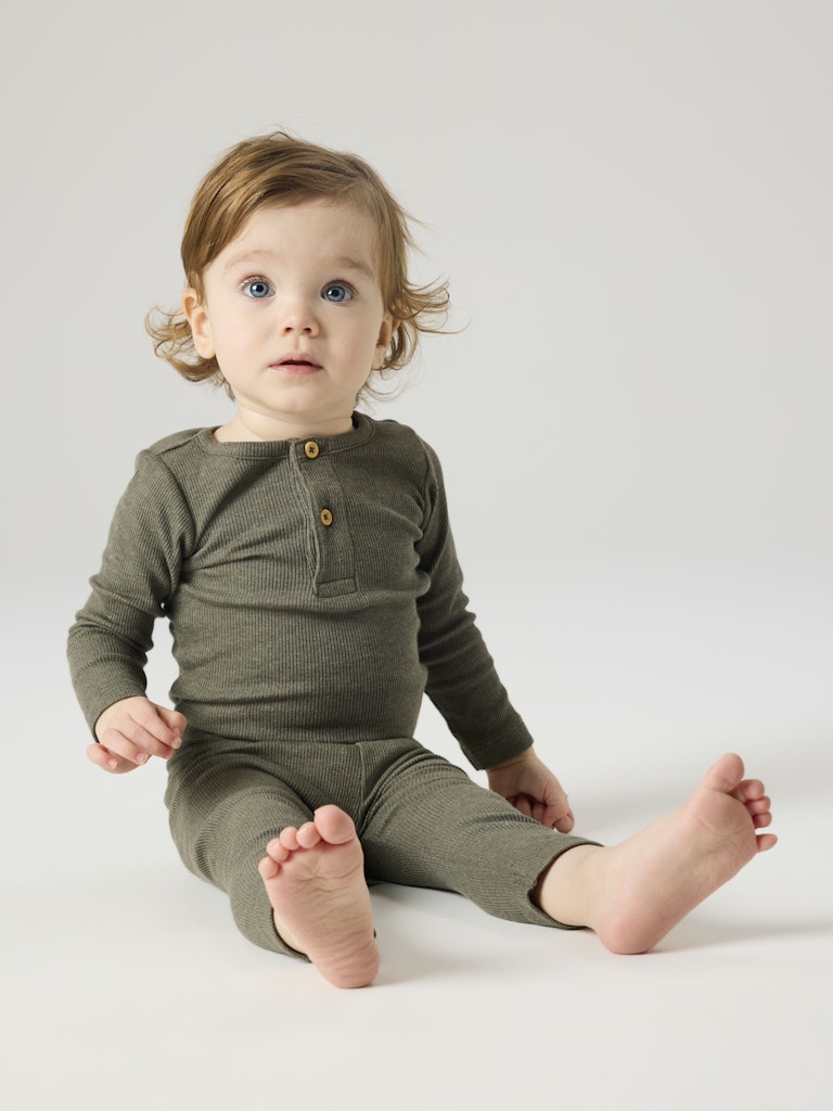 Body Kab Ribbad Långärmad Knappar Olivgrön