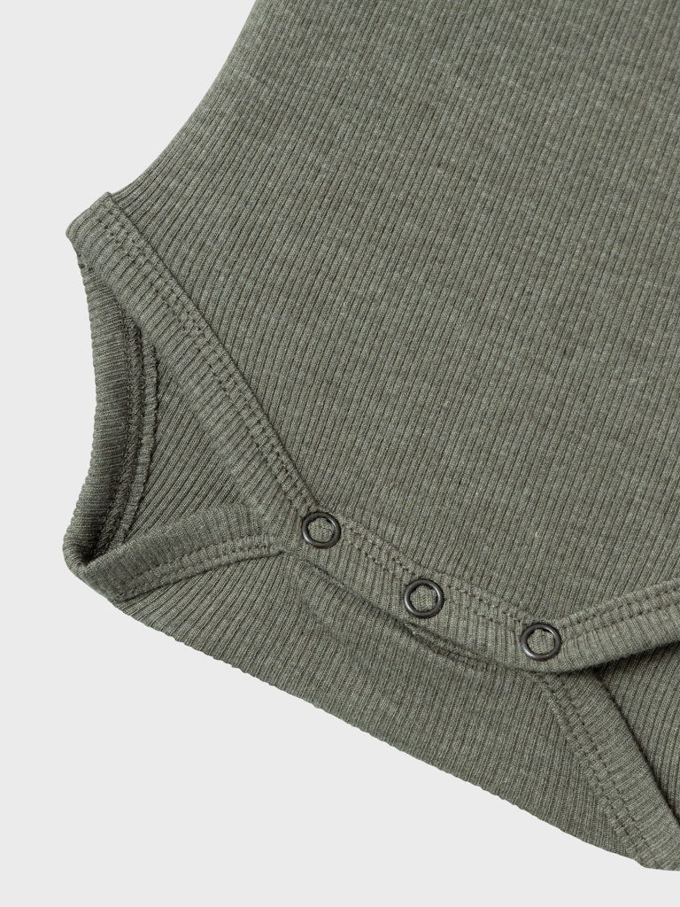 Body Kab Ribbad Långärmad Knappar Olivgrön