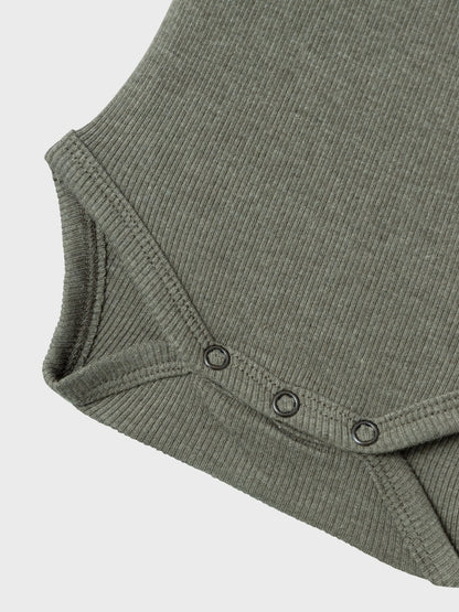Body Kab Ribbad Långärmad Knappar Olivgrön