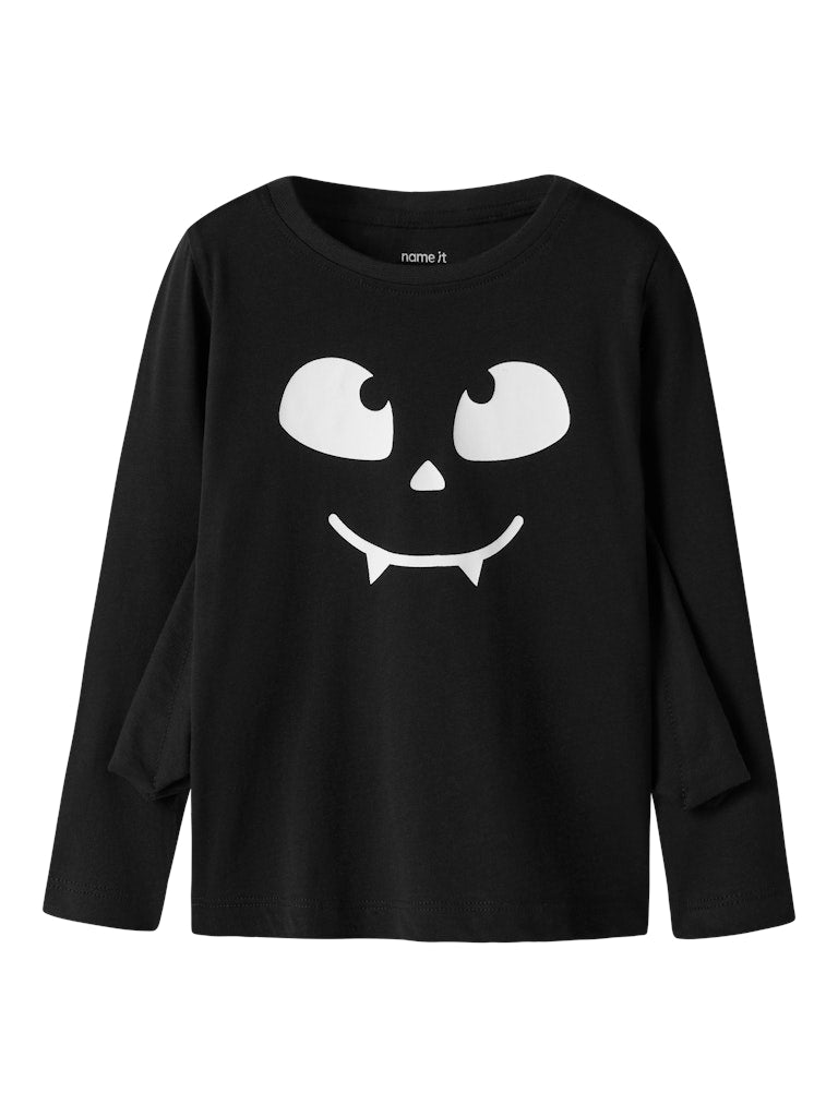 Långärmad Topp Ottor Fladdermus Halloween Svart