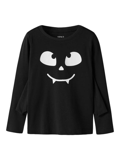 Långärmad Topp Ottor Fladdermus Halloween Svart
