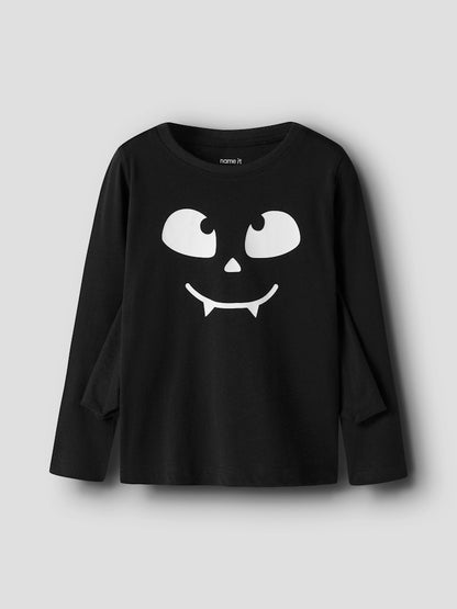 Långärmad Topp Ottor Fladdermus Halloween Svart