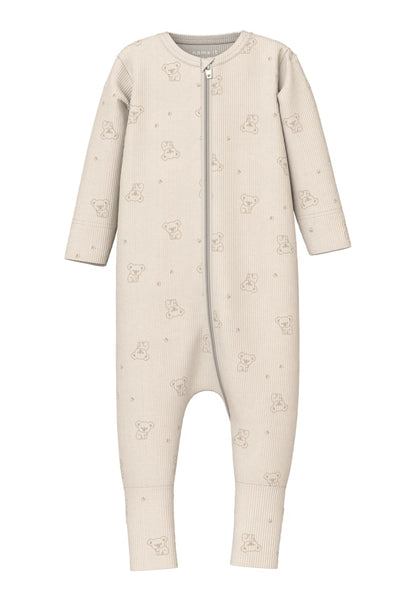 Långärmad Pyjamas Ribbad Rainy Koala Dragkedja Beige