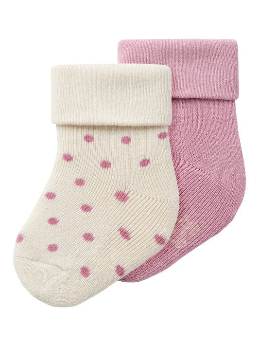 2-p Strumpor Rosa/Vit