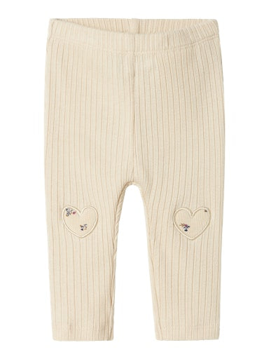 Leggings Olba Ribbade Hjärta Beige