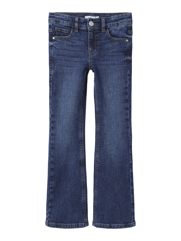 Bootcutjeans Polly Bakfickor Med Knappar Darkblue Denim