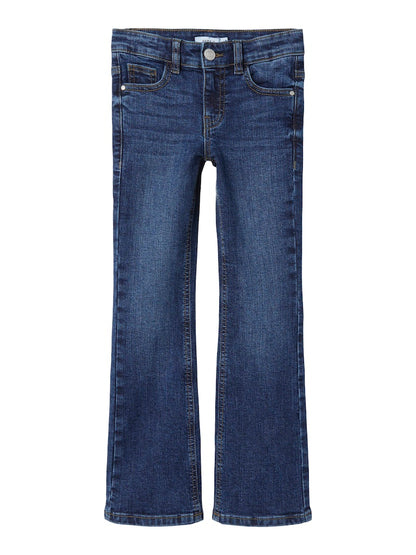 Bootcutjeans Polly Bakfickor Med Knappar Darkblue Denim