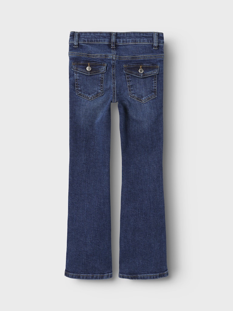 Bootcutjeans Polly Bakfickor Med Knappar Darkblue Denim