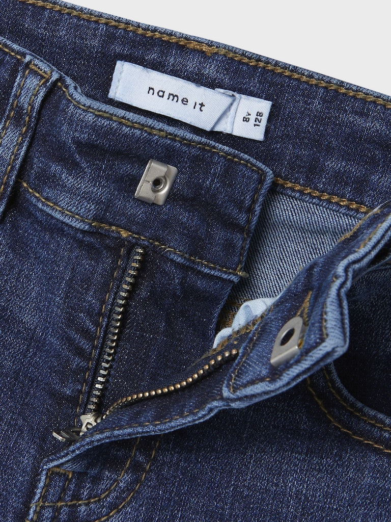 Bootcutjeans Polly Bakfickor Med Knappar Darkblue Denim