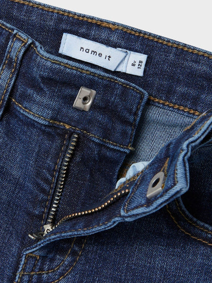 Bootcutjeans Polly Bakfickor Med Knappar Darkblue Denim