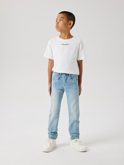 Jeans Mjuka Regular Resårmidja Ljus Tvätt Blå