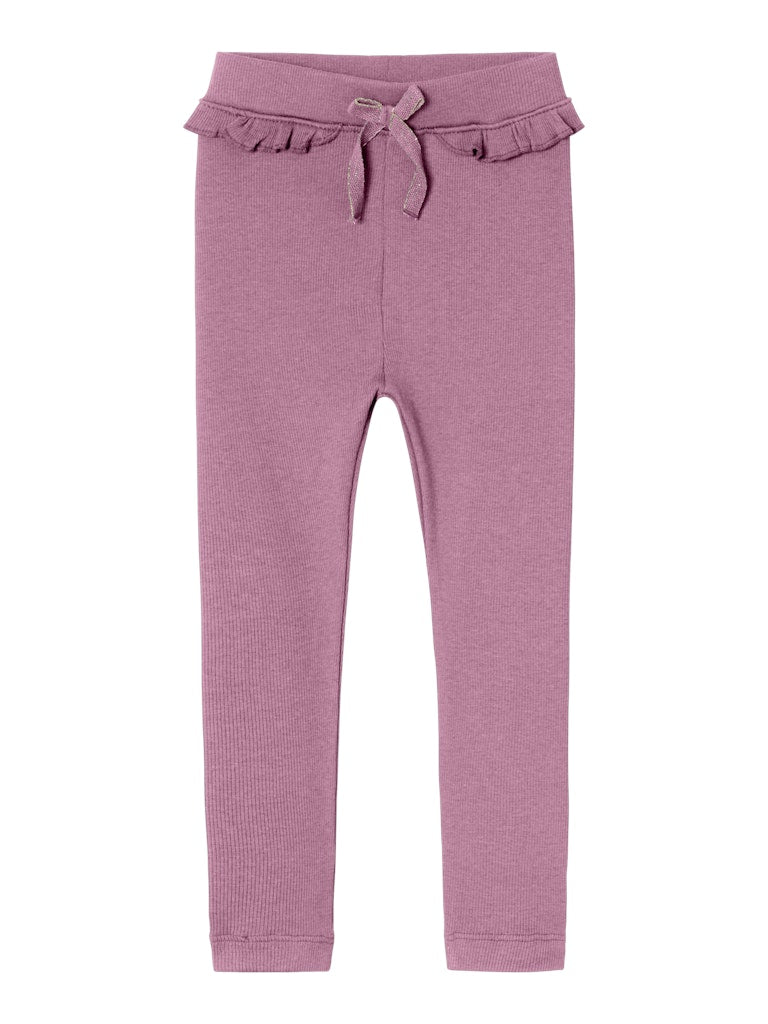 Leggings Nilla Ribbade Enfärgade Rosa