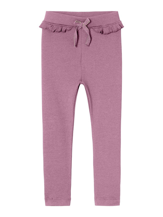 Leggings Nilla Ribbade Enfärgade Rosa