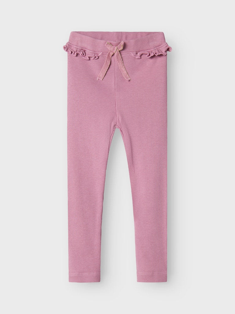 Leggings Nilla Ribbade Enfärgade Rosa