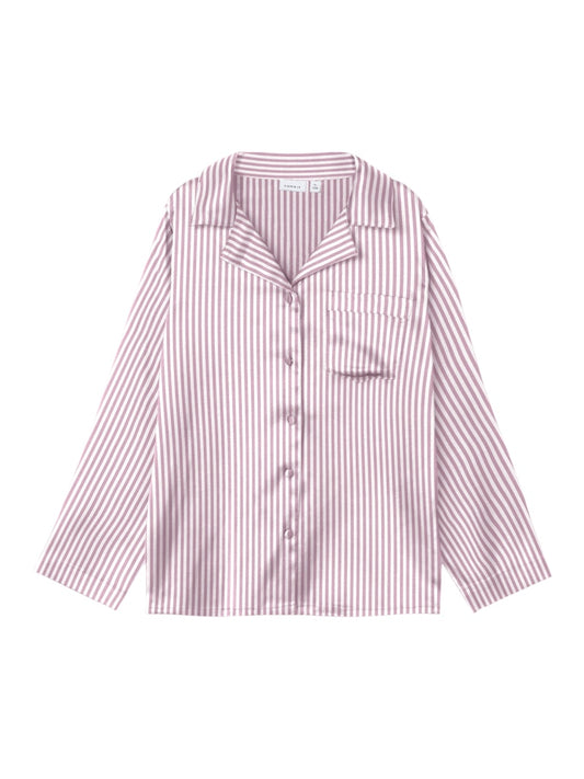 Glansig Pyjamasskjorta Ruth Randig Rosa/Vit