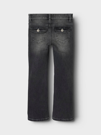 Bootcutjeans Polly Bakfickor Med Knappar DarkGreyDenim