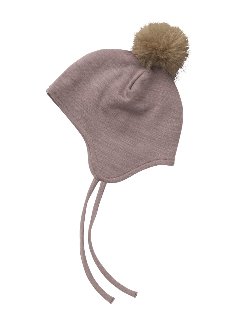 Mössa Merinoull/Bomull Wuppo Enfärgad Rosa