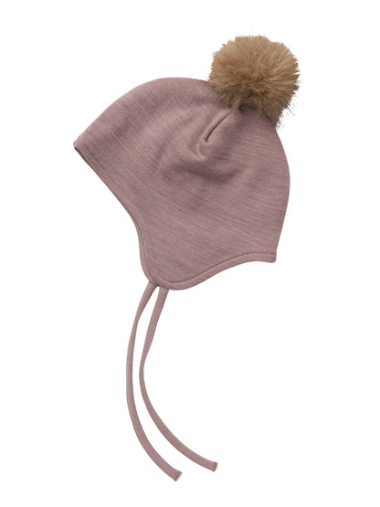 Mössa Merinoull/Bomull Wuppo Enfärgad Rosa