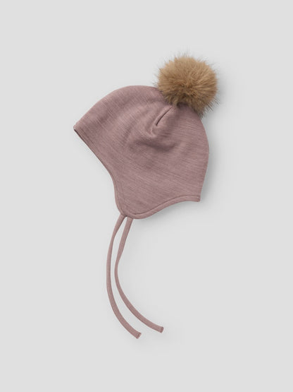 Mössa Merinoull/Bomull Wuppo Enfärgad Rosa